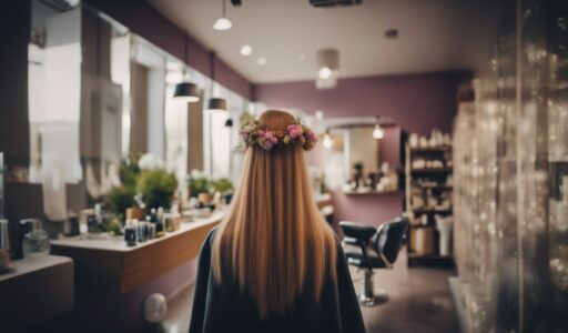 Salon de coiffure écoresponsable avec produits naturels et cheveux brillants colorés